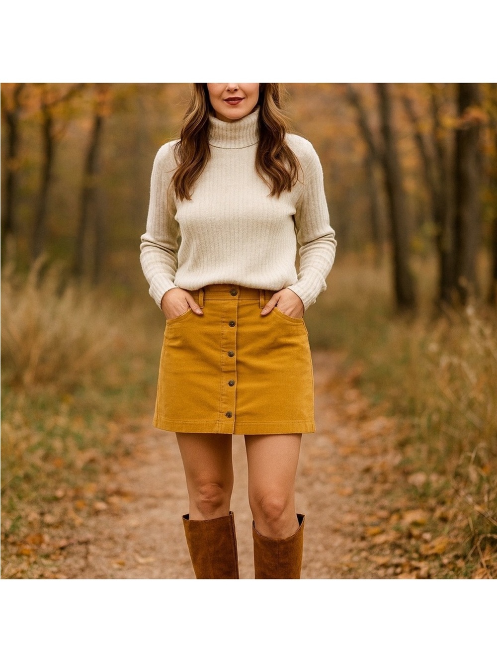 Toad&Co Cruiser Cord Skirt Mustard Yellow Corduroy Button Front Women's 2